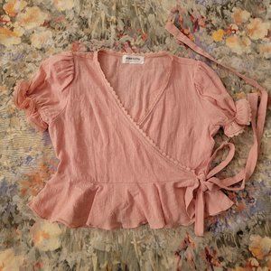 PINKYOTTO NY Wrap Blouse, Pink, Size M-L